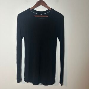 Lululemon Knit Sweater Women Size 6 Black Good Raglan Long Sleeve Crew Neck